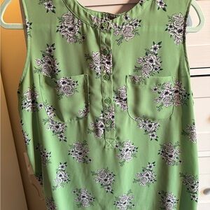 Floral Green Sleeveless Top